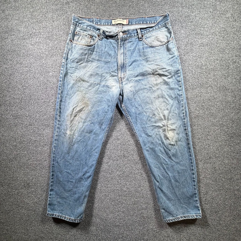 Levi's 550 Jeans Mens 40x29 Blue Denim Light Wash Relaxed Fit Tapered Leg Grunge